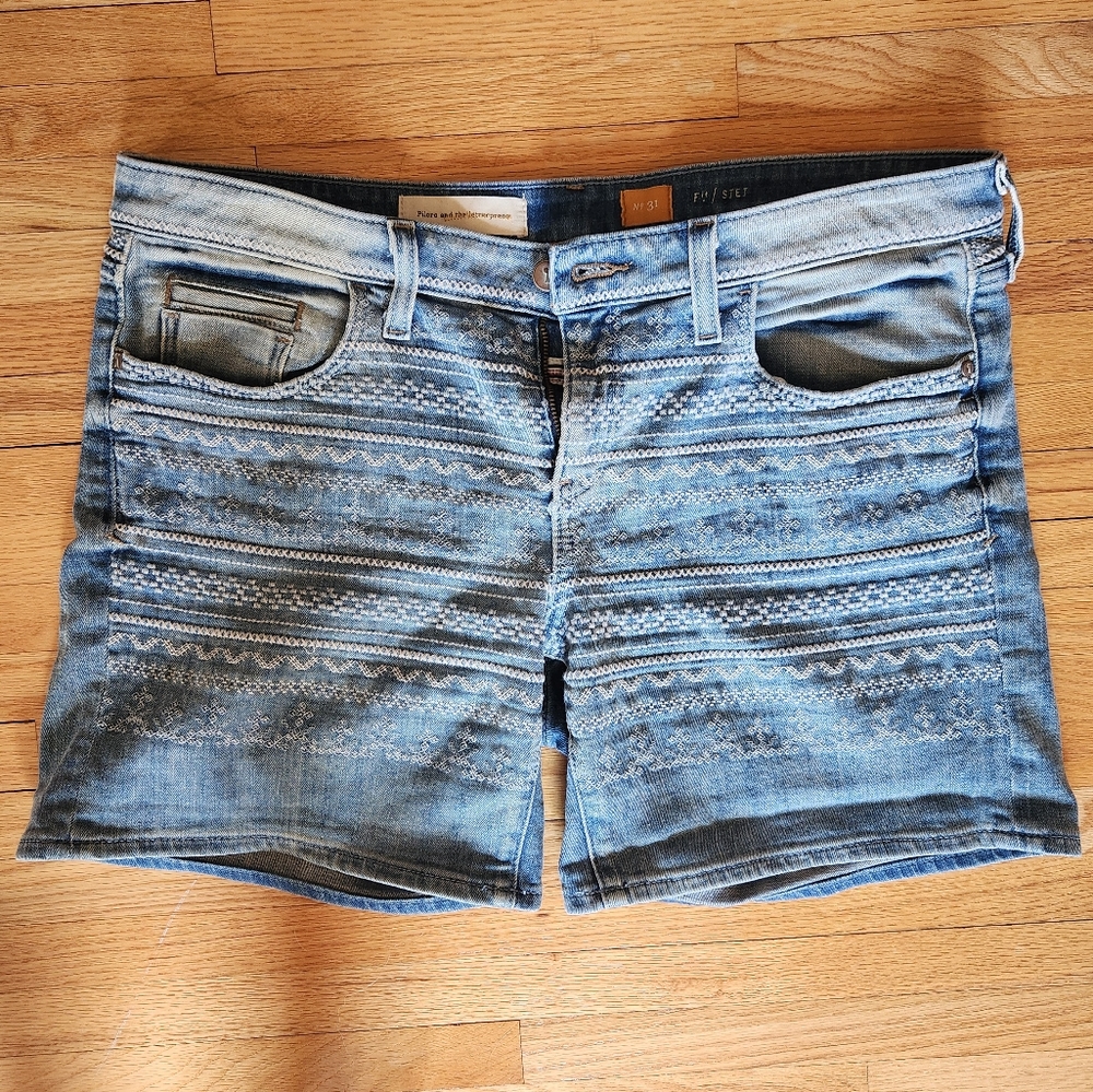 Anthro pilcro embroidery shorts